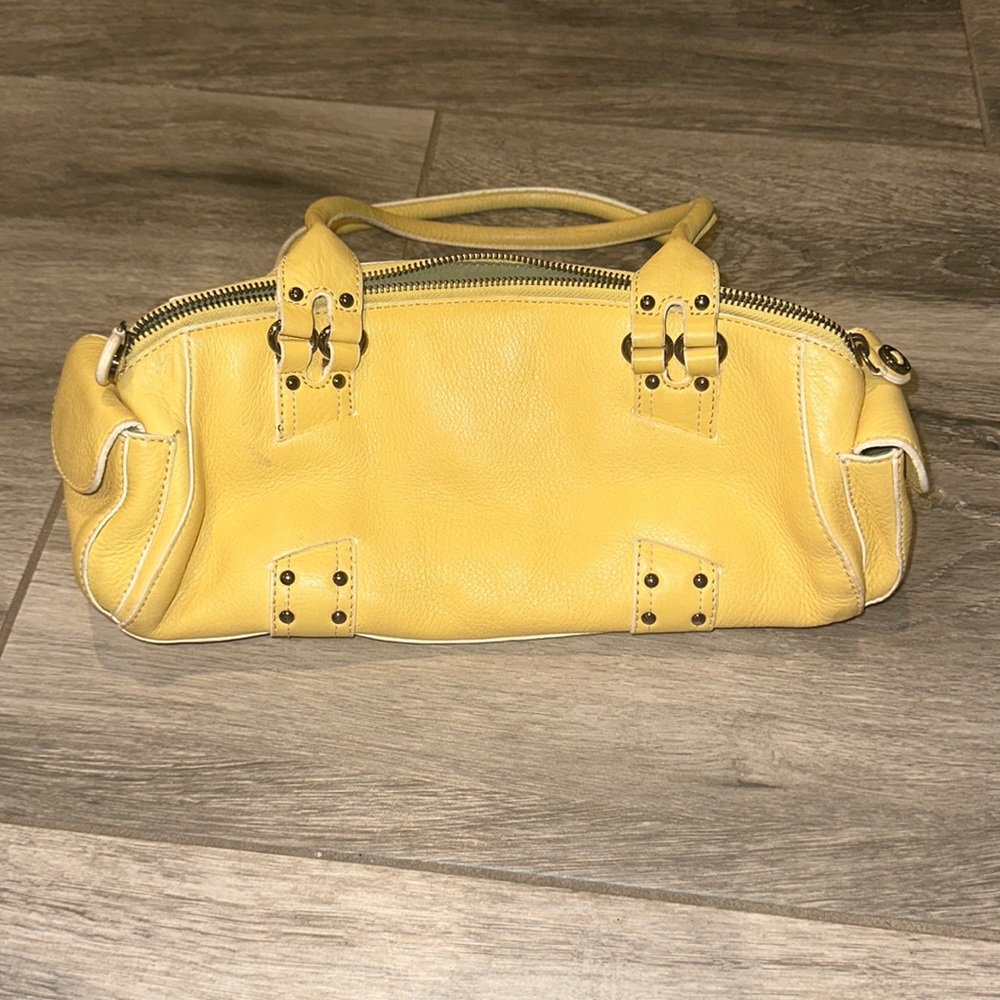 Cole Haan Village Shop Yellow Pebbled Leather Handbag